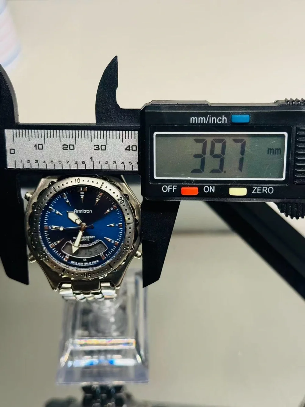 Armitron Blue Dial Ana-Digi Alarm Chronograph Quartz Men Watch New Battery Runs